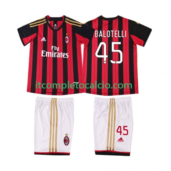 Maglia AC Milan BALOTELL 45 2013 2014 Retro Divisa Home Manica Corta ,Bambino
