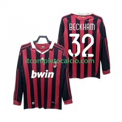 Maglia AC Milan BECKHAM 32 2009 Retro Divisa Home 2010 Manica Lunga ,Uomo
