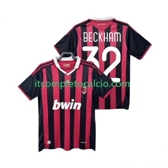 Maglia AC Milan BECKHAM 32 2009 Retro Divisa Home 2010 Manica Corta ,Uomo