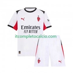 Maglia AC Milan Divisa Away 2025-2026 Manica Corta ,Bambino