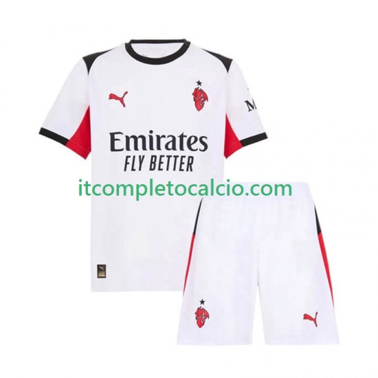 Maglia AC Milan Divisa Away 2025-2026 Manica Corta ,Bambino