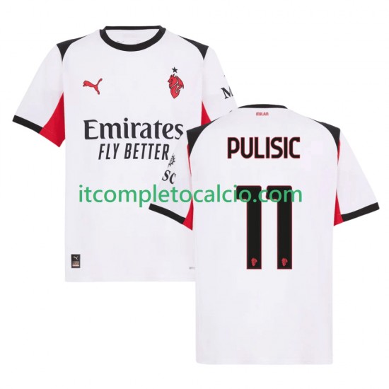 Maglia AC Milan Christian Pulisic 11 Divisa Away 2025-2026 Manica Corta ,Uomo