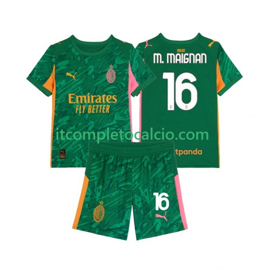 Maglia AC Milan Mike Maignan 16 Portiere Divisa Away 2025-2026 Manica Corta ,Bambino