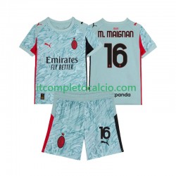 Maglia AC Milan Mike Maignan 16 Portiere Divisa Home 2025-2026 Manica Corta ,Bambino