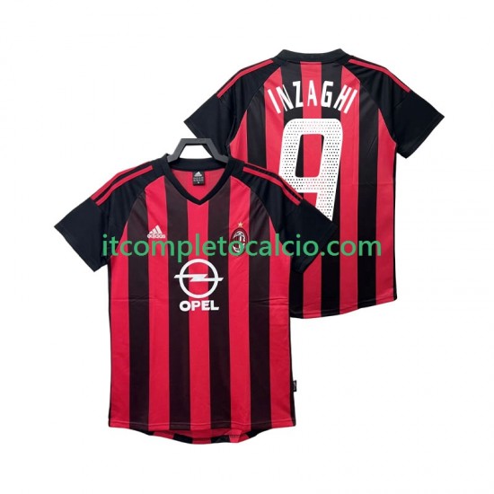 Maglia AC Milan INZAGHI 9 2003 Retro Divisa Home 2002 Manica Corta ,Uomo
