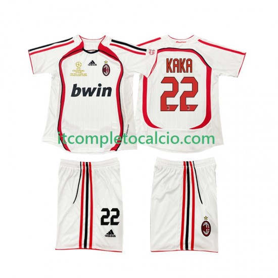 Maglia AC Milan KAKA 22 2007 Retro Divisa Away 2006 Manica Corta ,Bambino