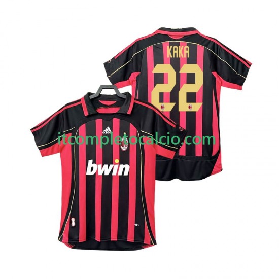 Maglia AC Milan KAKA 22 2007 Retro Divisa Home 2006 Manica Corta ,Uomo