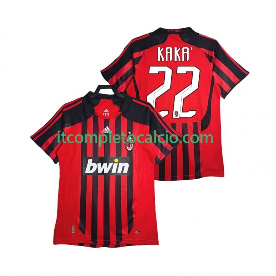Maglia AC Milan KAKA 22 2007 Retro Divisa Home 2008 Manica Corta ,Uomo