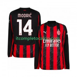 Maglia AC Milan Modrić Luca 14 Divisa Home 2025-2026 Manica Lunga ,Uomo