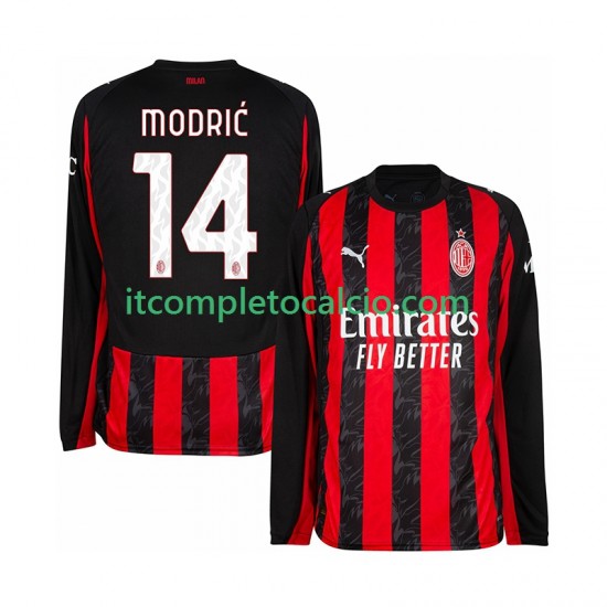 Maglia AC Milan Modrić Luca 14 Divisa Home 2025-2026 Manica Lunga ,Uomo