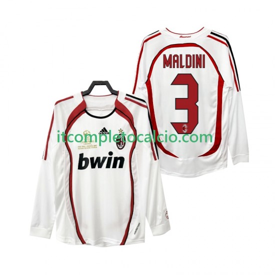 Maglia AC Milan MALDINI 3 2007 Retro Divisa Away 2006 Manica Lunga ,Uomo