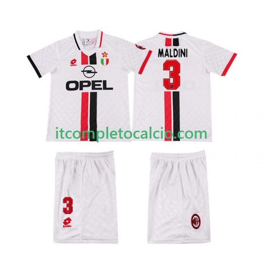 Maglia AC Milan MALDINI 3 1996 1997 Retro Divisa Away Manica Corta ,Bambino