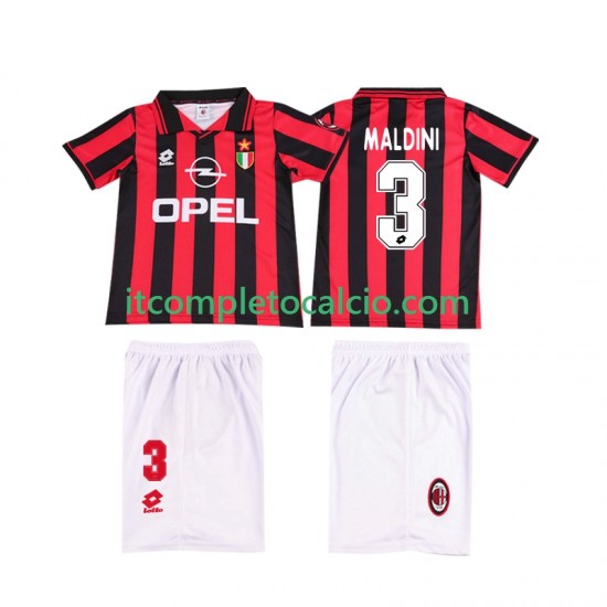 Maglia AC Milan MALDINI 3 1996 1997 Retro Divisa Home Manica Corta ,Bambino