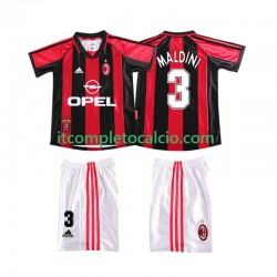 Maglia AC Milan MALDINI 3 Retro Divisa Home 1998 1999 Manica Corta ,Bambino