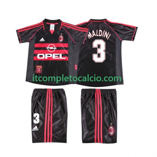 Maglia AC Milan MALDINI 3 Retro Terza Divisa 1998 1999 Manica Corta ,Bambino