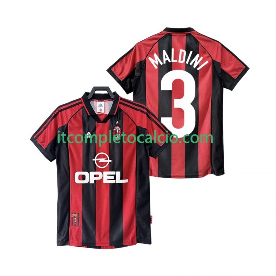 Maglia AC Milan MALDINI 3 Retro Divisa Home 1998 1999 Manica Corta ,Uomo