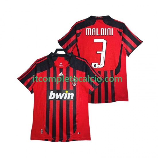 Maglia AC Milan MALDINI 3 2007 Retro Divisa Home 2008 Manica Corta ,Uomo