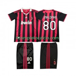 Maglia AC Milan RONALDINHO 80 2009 Retro Divisa Home 2010 Manica Corta ,Bambino