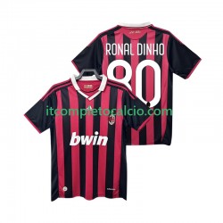 Maglia AC Milan RONALDINHO 80 2009 Retro Divisa Home 2010 Manica Corta ,Uomo