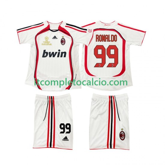 Maglia AC Milan RONALDO 9 2007 Retro Divisa Away 2006 Manica Corta ,Bambino