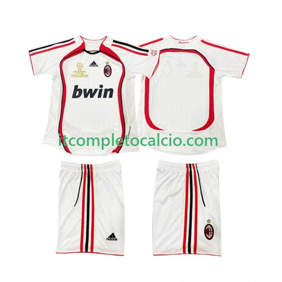 Maglia AC Milan 2007 Retro Divisa Away 2006 Manica Corta ,Bambino