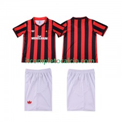 Maglia AC Milan 1990 1991 Retro Divisa Home Manica Corta ,Bambino