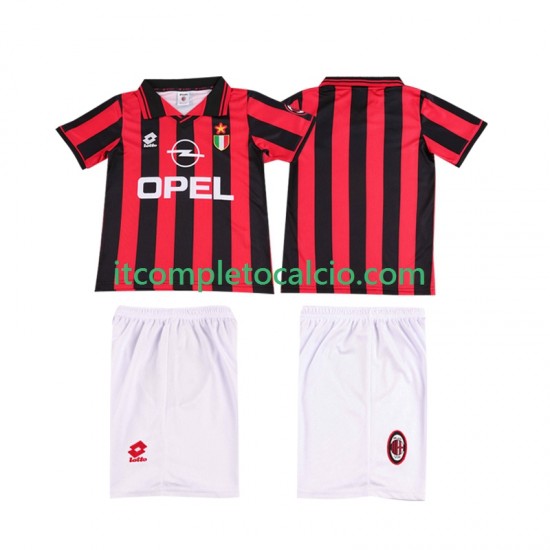 Maglia AC Milan 1996 1997 Retro Divisa Home Manica Corta ,Bambino