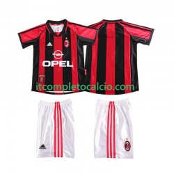 Maglia AC Milan Retro Divisa Home 1998 1999 Manica Corta ,Bambino