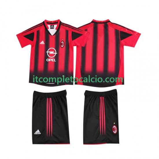 Maglia AC Milan 2005 Retro Divisa Home 2004 Manica Corta ,Bambino