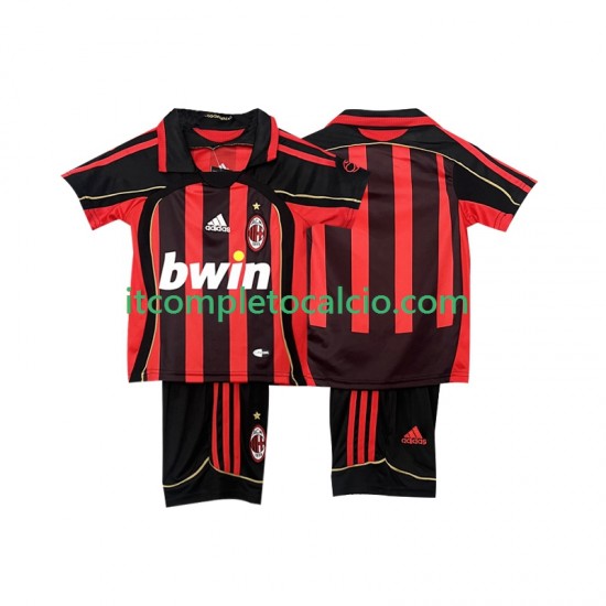 Maglia AC Milan 2007 Retro Divisa Home 2006 Manica Corta ,Bambino