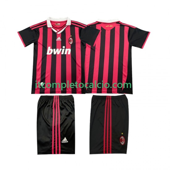 Maglia AC Milan 2009 Retro Divisa Home 2010 Manica Corta ,Bambino