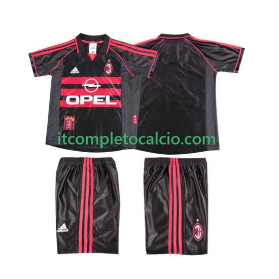 Maglia AC Milan Retro Terza Divisa 1998 1999 Manica Corta ,Bambino