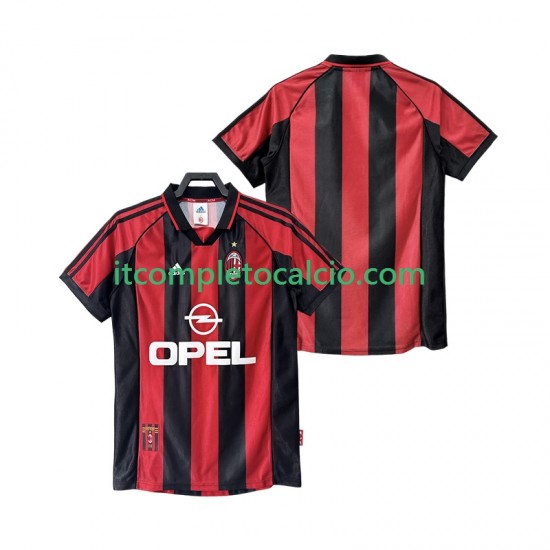 Maglia AC Milan Retro Divisa Home 1998 1999 Manica Corta ,Uomo