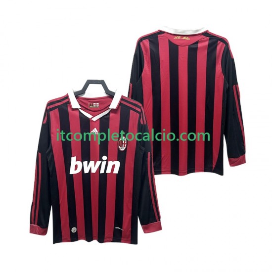 Maglia AC Milan 2009 Retro Divisa Home 2010 Manica Lunga ,Uomo