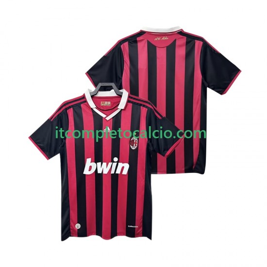 Maglia AC Milan 2009 Retro Divisa Home 2010 Manica Corta ,Uomo