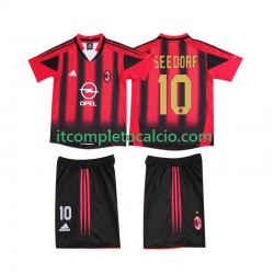 Maglia AC Milan SEEDORF 10 2005 Retro Divisa Home 2004 Manica Corta ,Bambino