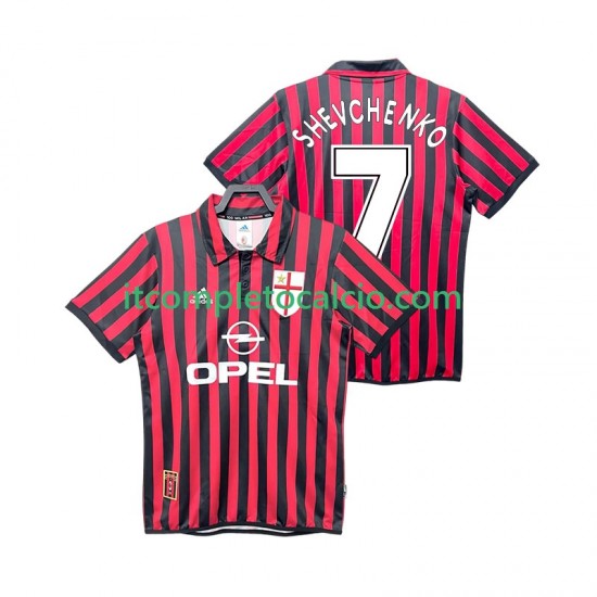 Maglia AC Milan SHEVCHENKO 7 2000 Retro Divisa Home 1999 Manica Corta ,Uomo