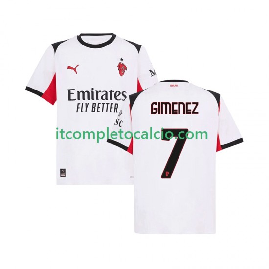 Maglia AC Milan Santiago Gimenez 7 Divisa Away 2025-2026 Manica Corta ,Uomo