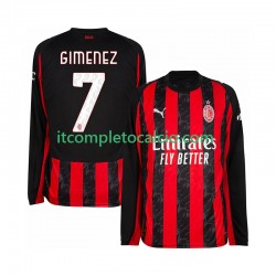 Maglia AC Milan Santiago Gimenez 7 Divisa Home 2025-2026 Manica Lunga ,Uomo