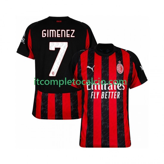 Maglia AC Milan Santiago Gimenez 7 Divisa Home 2025-2026 Manica Corta ,Uomo