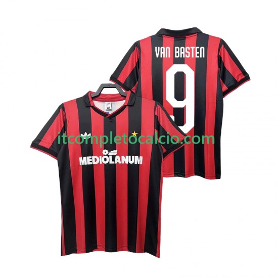Maglia AC Milan VAN BASTEN 9 1990 1991 Retro Divisa Home Manica Corta ,Uomo