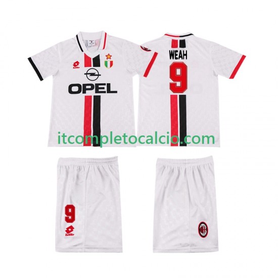 Maglia AC Milan WEAH 8 1996 1997 Retro Divisa Away Manica Corta ,Bambino