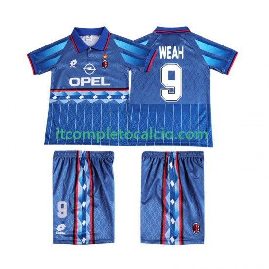 Maglia AC Milan WEAH 9 1995 1996 Retro Divisa Away Manica Corta ,Bambino