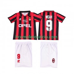 Maglia AC Milan WEAH 9 1996 1997 Retro Divisa Home Manica Corta ,Bambino