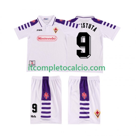 Maglia ACF Fiorentina BASTUTA 9 Retro Divisa Away 1998 1999 Manica Corta ,Bambino