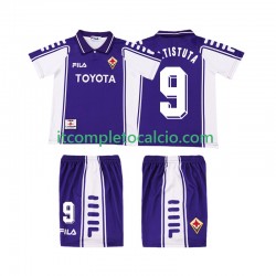 Maglia ACF Fiorentina BASTUTA 9 2000 Retro Divisa Home 1999 Manica Corta ,Bambino