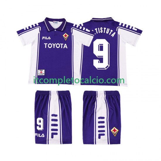 Maglia ACF Fiorentina BASTUTA 9 2000 Retro Divisa Home 1999 Manica Corta ,Bambino