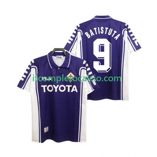 Maglia ACF Fiorentina BASTUTA 9 2000 Retro Divisa Home 1999 Manica Corta ,Uomo