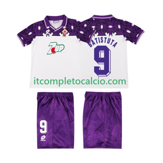 Maglia ACF Fiorentina BATISTUTA 9 1992 1993 Retro Divisa Away Manica Corta ,Bambino