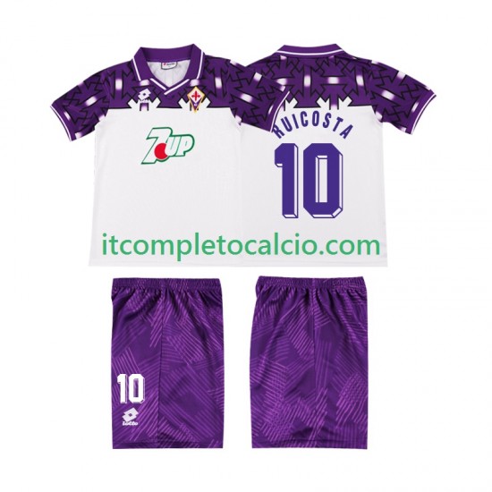 Maglia ACF Fiorentina RUI COSTA 10 1992 1993 Retro Divisa Away Manica Corta ,Bambino